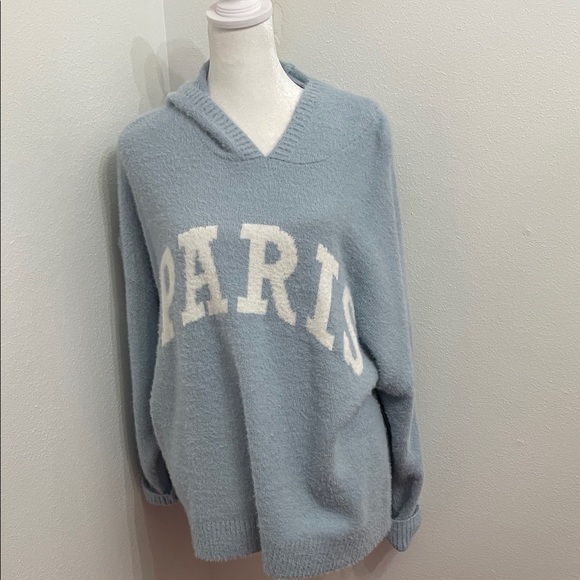 NWT Nikka K Blue Sweater Hoodie with 'PARIS' Text Plus Size 3X - Picture 5 of 13